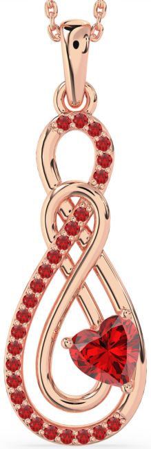 Large Ruby Rose Gold Infinity Necklace