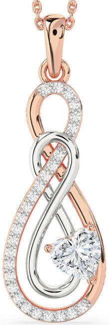 Large Diamond Rose Gold Silver Infinity Necklace