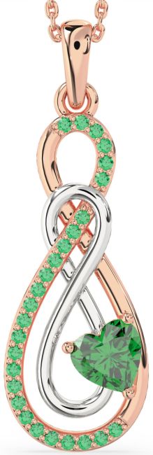 Large Emerald Rose Gold Silver Infinity Necklace