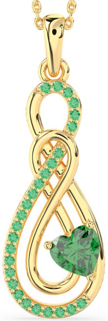 Large Emerald Gold Infinity Necklace