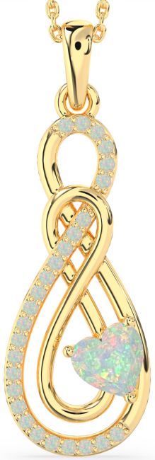 Large Opal Gold Infinity Necklace