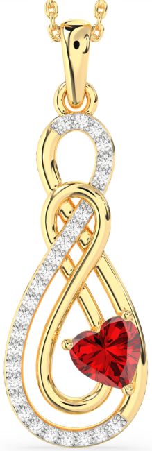 Large Diamond & Ruby Gold Infinity Necklace