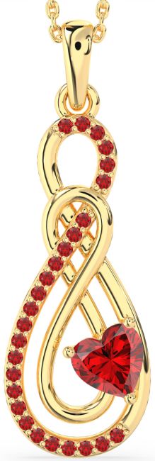 Large Ruby Gold Infinity Necklace