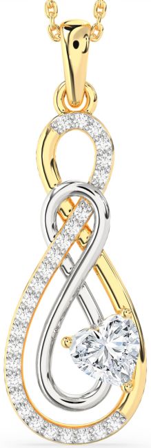 Large Diamond Gold Silver Infinity Necklace
