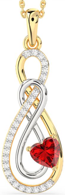 Large Diamond & Ruby Gold Silver Infinity Necklace