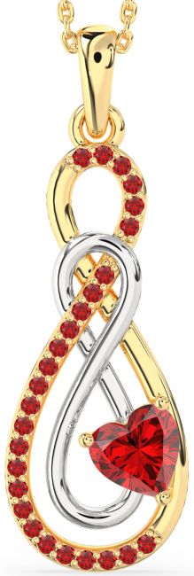 Large Ruby Gold Silver Infinity Necklace