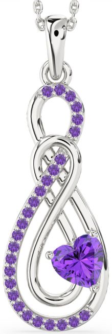 Large Amethyst Silver Infinity Necklace