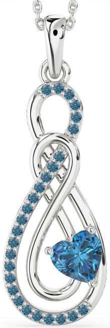 Large Blue Diamond Silver Infinity Necklace