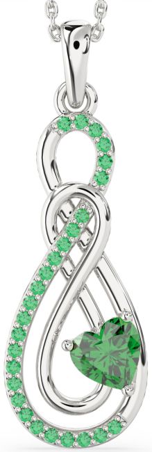 Large Emerald Silver Infinity Necklace