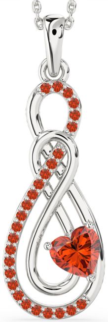 Large Fire Opal Silver Infinity Necklace