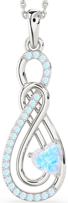 Large Moonstone Silver Infinity Necklace