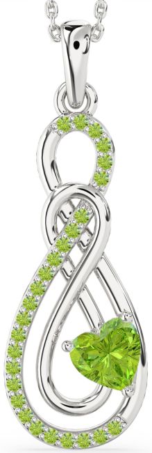 Large Peridot Silver Infinity Necklace