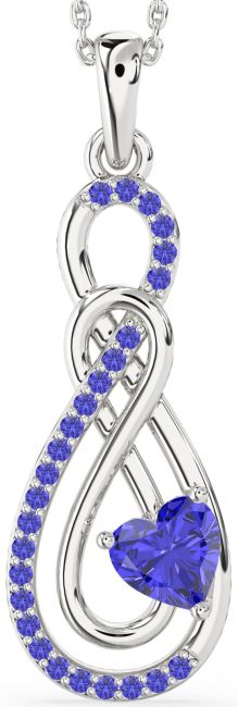 Large Tanzanite Silver Infinity Necklace