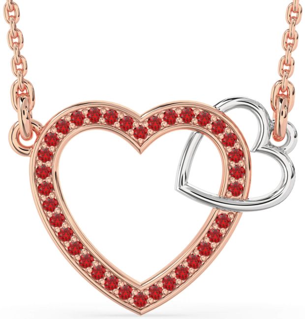 Ruby Rose Gold Silver Heart Interlock Necklace