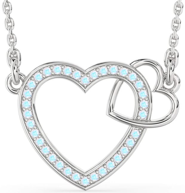 Moonstone Silver Heart Interlock Necklace