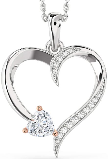 Diamond White Rose Gold Heart Necklace