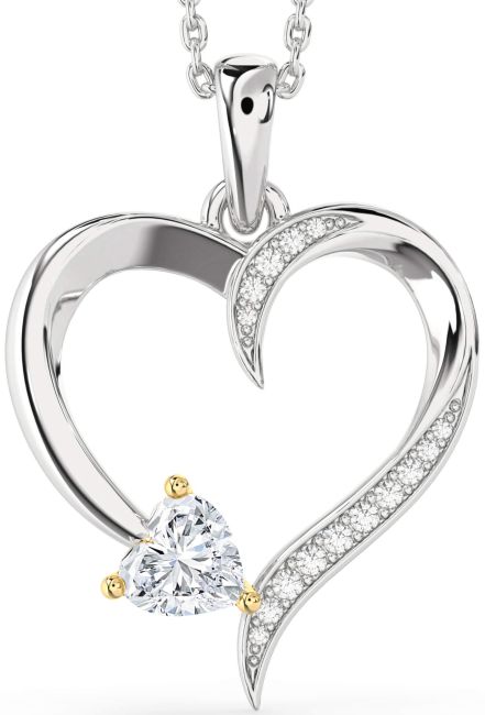 Diamond Platinum & Yellow Gold Heart Necklace