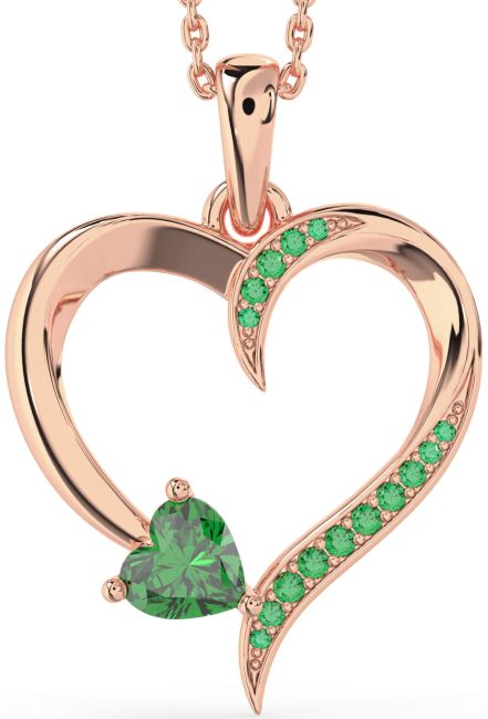 Emerald Rose Gold Heart Necklace