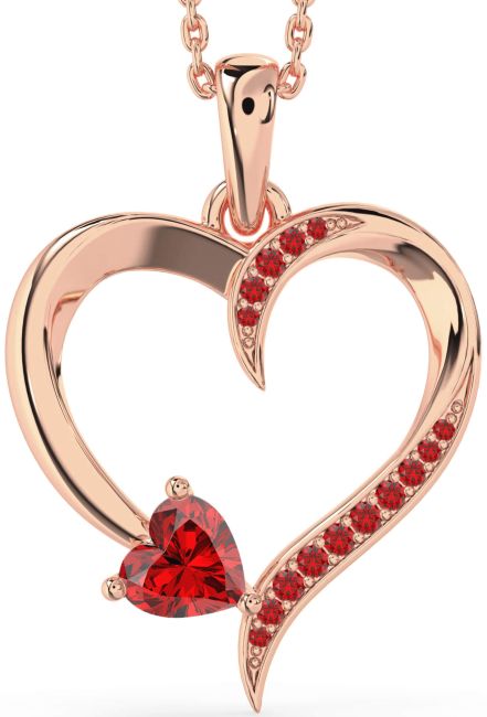 Ruby Rose Gold Heart Necklace