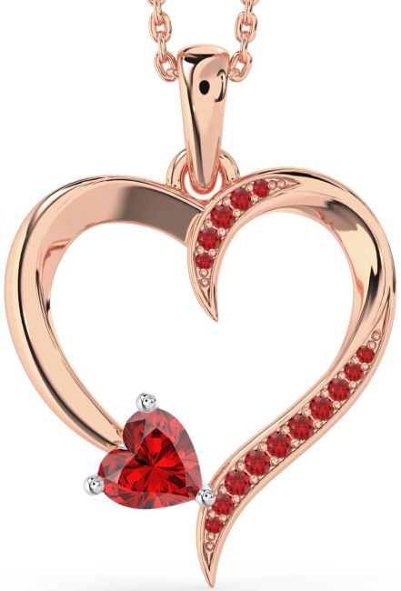 Ruby Rose Gold Silver Heart Necklace