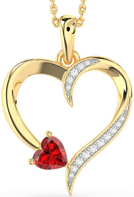 Diamond & Ruby Gold Heart Necklace