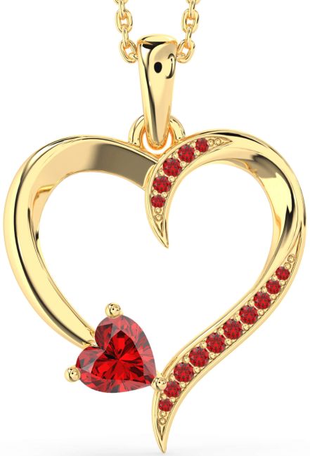 Ruby Gold Heart Necklace