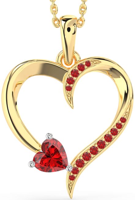 Ruby Gold Silver Heart Necklace