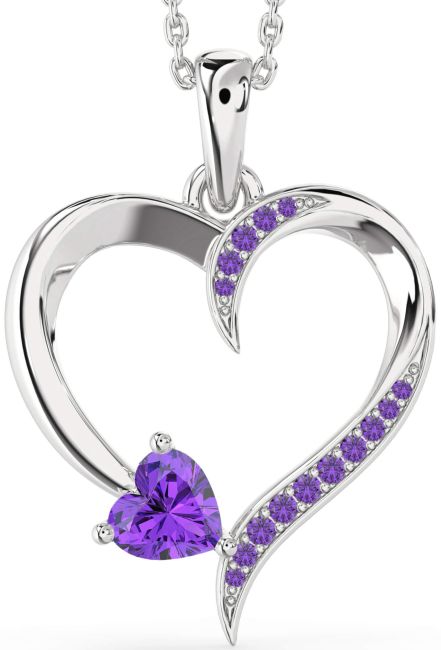 Amethyst Silver Heart Necklace