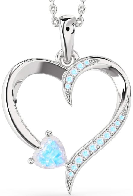 Moonstone Silver Heart Necklace