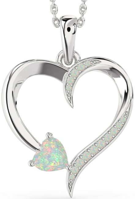 Opal Silver Heart Necklace