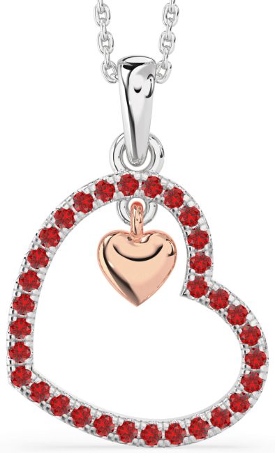 Ruby Rose Gold Silver Heart Necklace