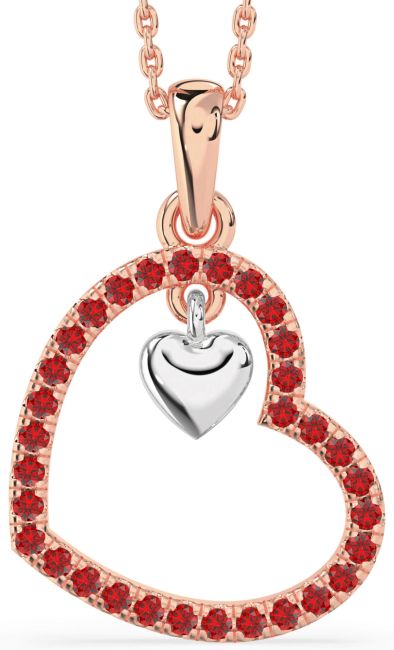 Ruby Rose Gold Silver Heart Necklace