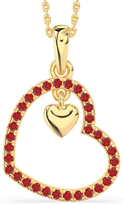 Ruby Gold Heart Necklace