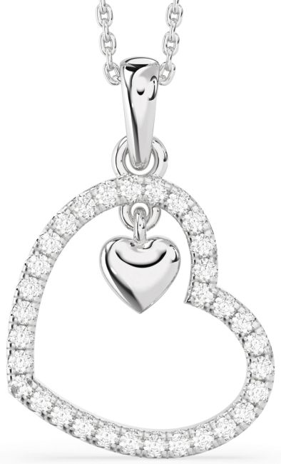 Diamond Silver Heart Necklace