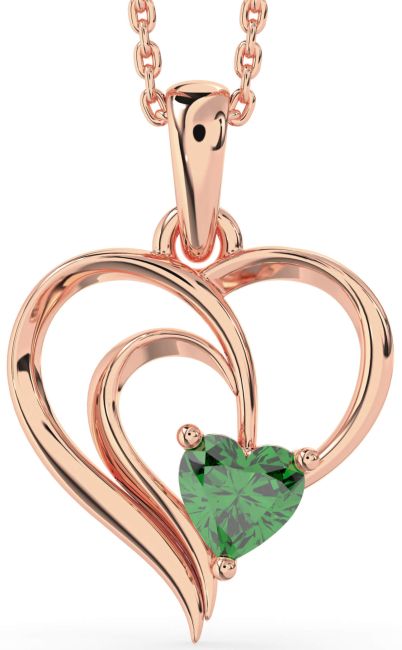 Emerald Rose Gold Heart Necklace