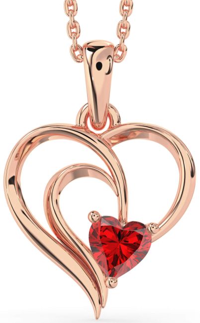 Ruby Rose Gold Heart Necklace