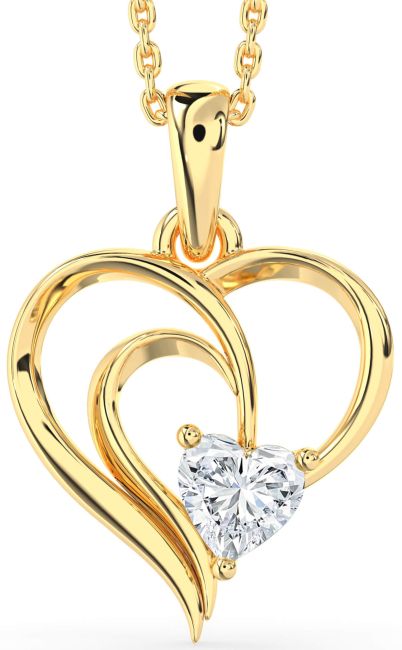 Diamond Gold Silver Heart Necklace