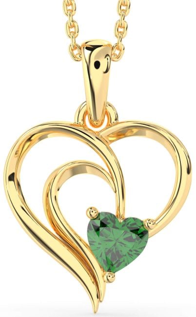 Emerald Gold Heart Necklace