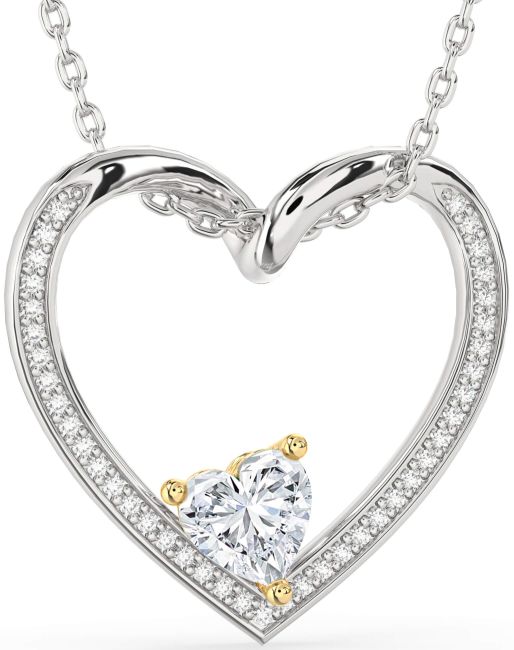 Diamond Platinum & Yellow Gold Heart Necklace