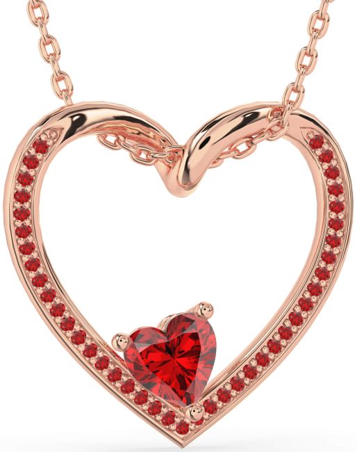 Ruby Rose Gold Heart Necklace