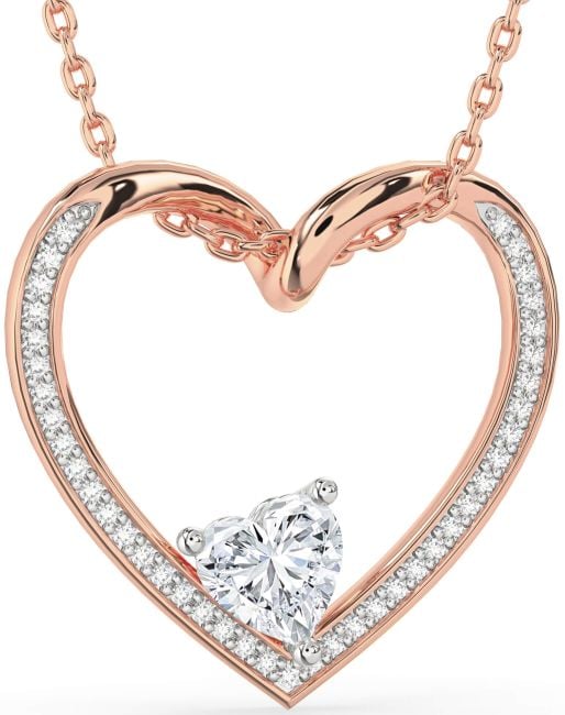 Diamond White Rose Gold Heart Necklace