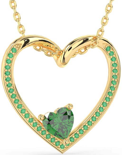 Emerald Gold Heart Necklace