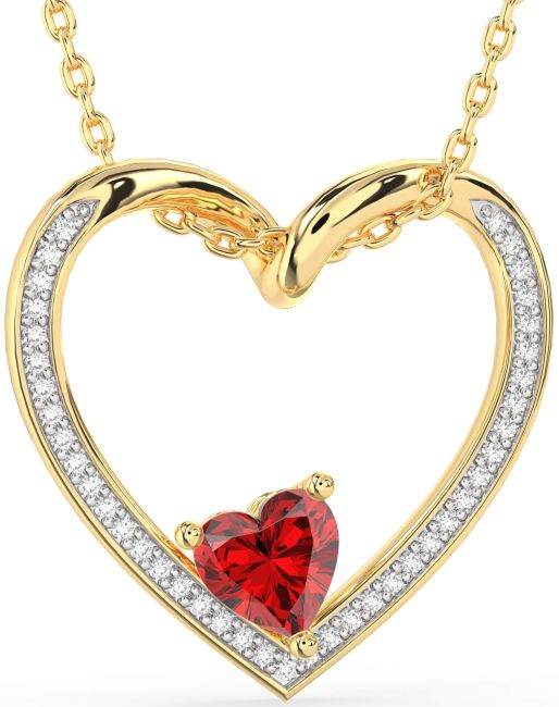 Diamond & Ruby Gold Heart Necklace