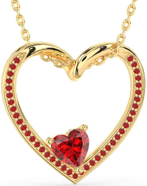 Ruby Gold Heart Necklace