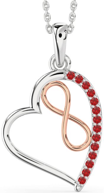 Ruby Rose Gold Silver Heart Infinity Necklace
