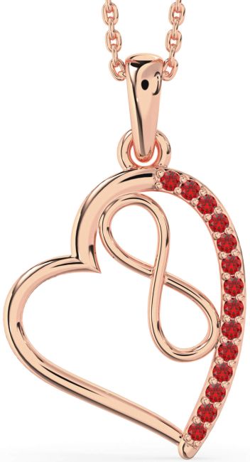 Ruby Rose Gold Heart Infinity Necklace
