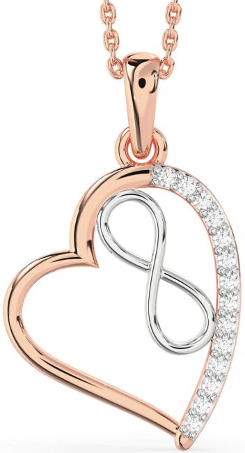 Diamond Platinum & Rose Gold Heart Infinity Necklace