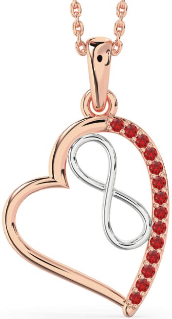 Ruby Rose Gold Silver Heart Infinity Necklace