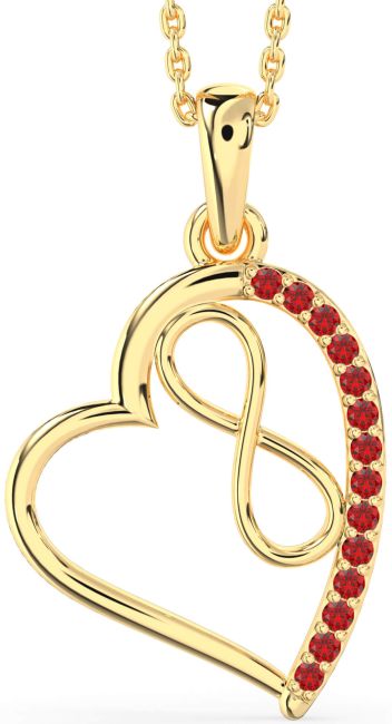 Ruby Gold Heart Infinity Necklace
