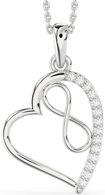 Diamond White Gold Heart Infinity Necklace